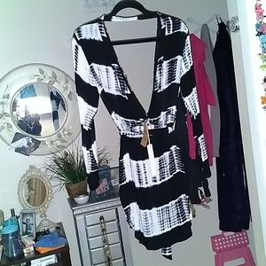 NEW Tye Dyed Wrap Long Sleave Mini Dress